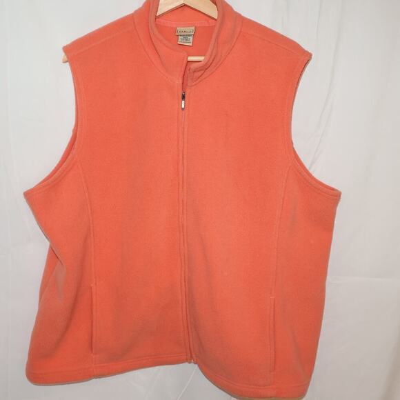 LL Bean Lycra Spandex Flannel Vest Size 2X Zip Front Two front pockets Pumpkin - Picture 4 of 16